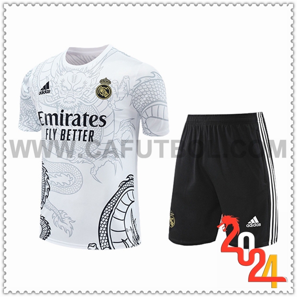 Camiseta Entrenamiento + Cortos Real Madrid Blanco/Negro 2024 2025 -02