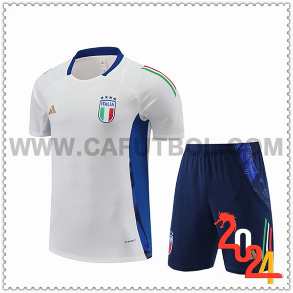 Camiseta Entrenamiento + Cortos Italia Blanco/Azul 2024 2025 -02
