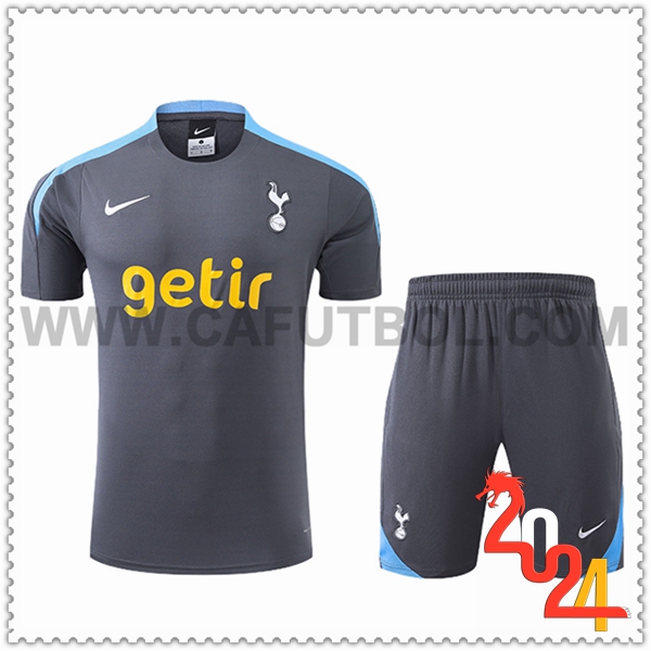 Camiseta Entrenamiento + Cortos Tottenham Hotspur Gris/Azul 2024 2025 -02