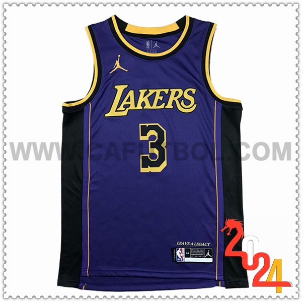 Camisetas De Futbol Los Angeles Lakers (DAVIS #3) 2024/25 Violeta/Negro/Amarillo -02