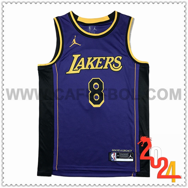 Camisetas De Futbol Los Angeles Lakers (BRYANT #8) 2024/25 Violeta/Negro/Amarillo -02