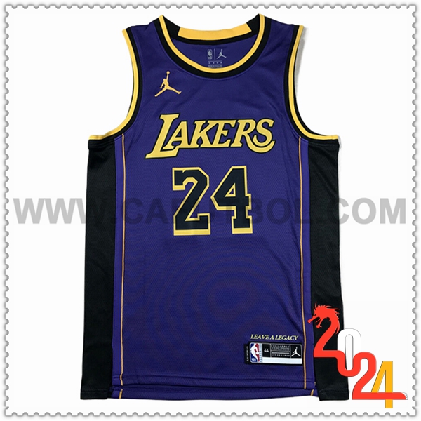 Camisetas De Futbol Los Angeles Lakers (BRYANT #24) 2024/25 Violeta/Negro/Amarillo -02