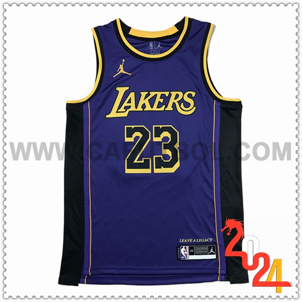 Camisetas De Futbol Los Angeles Lakers (JAMES #23) 2024/25 Violeta/Negro/Amarillo -03