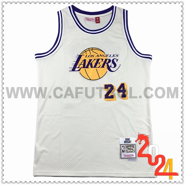 Camisetas De Futbol Los Angeles Lakers (BRYANT #24) 2024/25 Blanco/Amarillo/Violeta