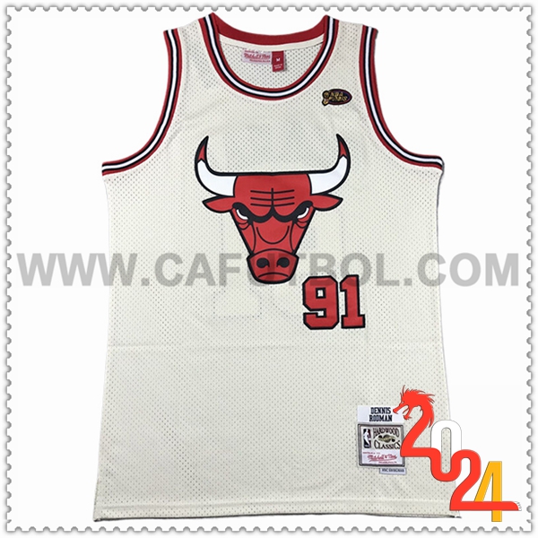 Camisetas De Futbol Chicago Bulls (RODMAN #91) 2024/25 Blanco/Rojo