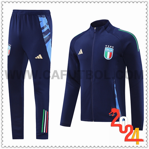 Chaquetas Chandal Futbol Italia Azul Oscuro 2024 2025
