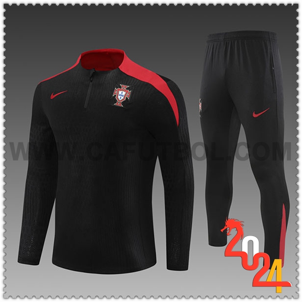 Chandal Futbol Portugal Ninos Negro/Rojo 2024 2025