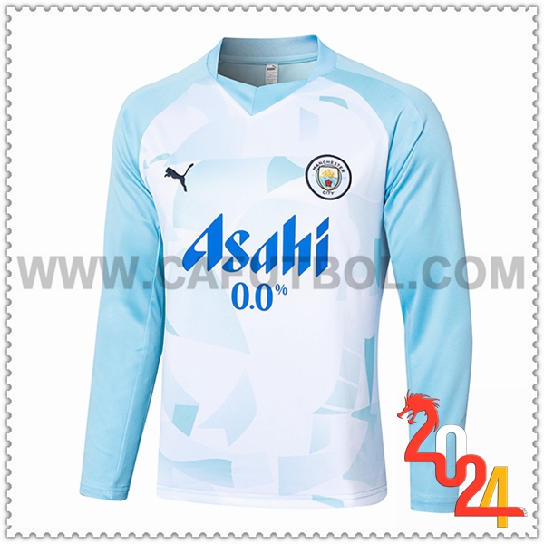 Sudadera Entrenamiento Manchester City Blanco/Azul 2024 2025
