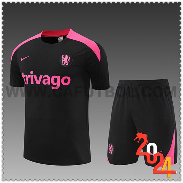 Camiseta Entrenamiento + Cortos FC Chelsea Ninos Negro/Rosa 2024 2025