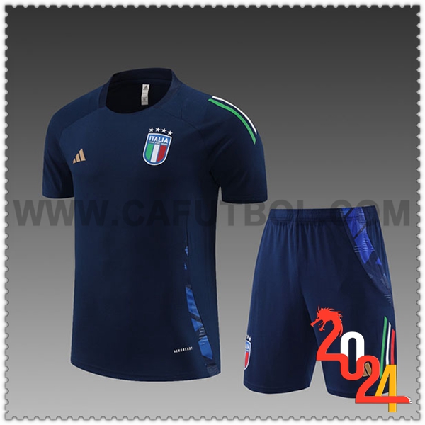 Camiseta Entrenamiento + Cortos Italia Ninos Azul 2024 2025