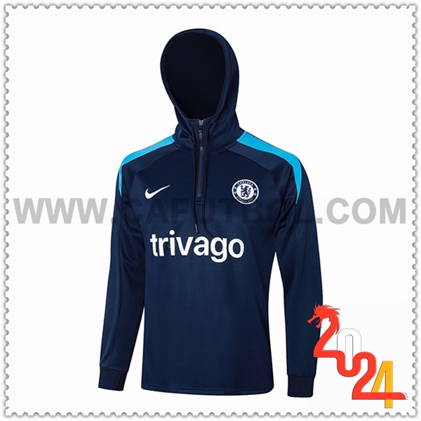 Chaqueta Con Capucha FC Chelsea Azul Oscuro 2024 2025