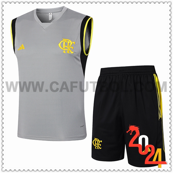 Camiseta Entrenamiento sin mangas Flamengo Gris/Negro/Amarillo 2024 2025