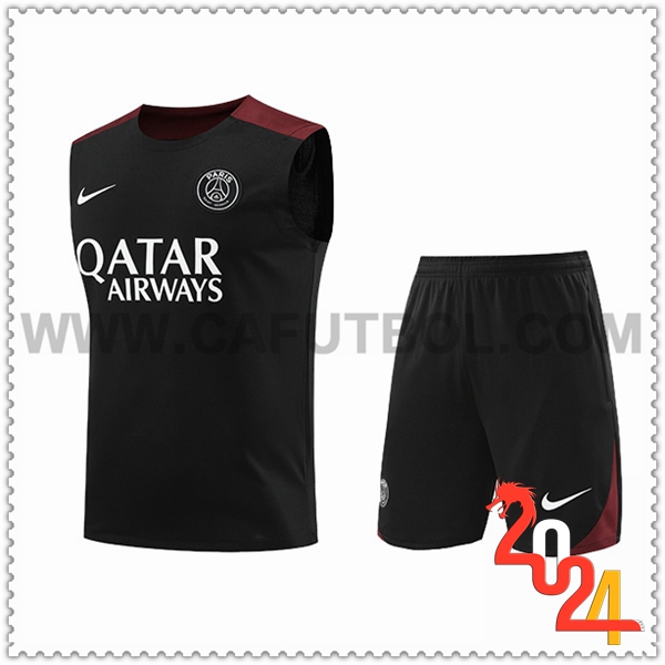 Camiseta Entrenamiento sin mangas PSG Negro/Rojo 2024 2025