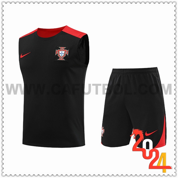 Camiseta Entrenamiento sin mangas Portugal Negro/Rojo 2024 2025