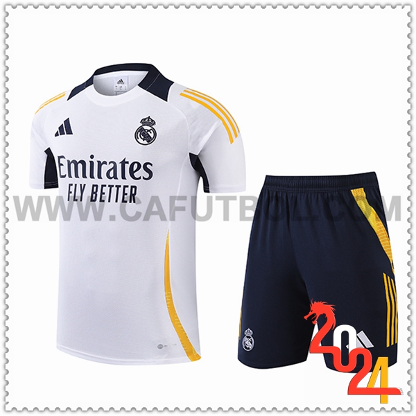 Camiseta Entrenamiento Real Madrid Blanco/Negro/Amarillo 2024 2025