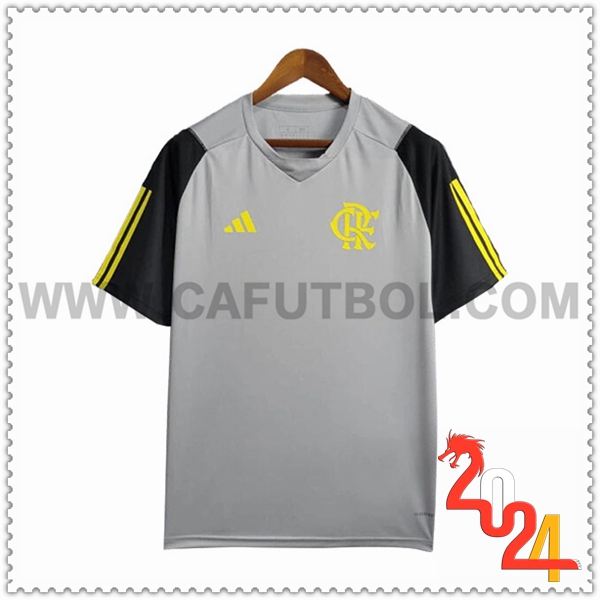 Camiseta Entrenamiento Flamengo Gris/Amarillo 2024 2025