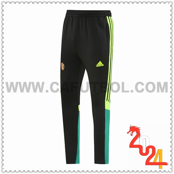Pantalon Entrenamiento Manchester United Negro/Verde 2024 2025