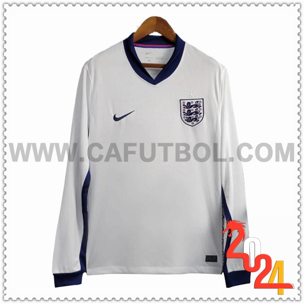 Primera Camiseta Futbol Inglaterra Mangas largas Blanco Eurocopa 2024