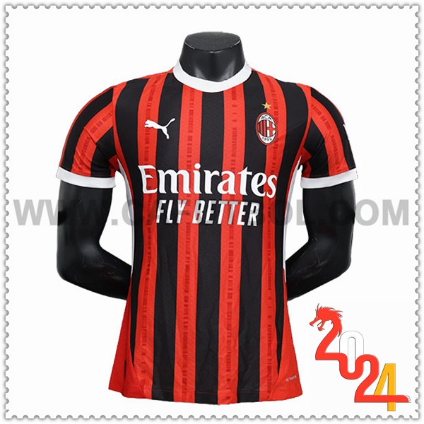 Primera Camiseta Futbol AC Milan Negro Rojo 2024 2025