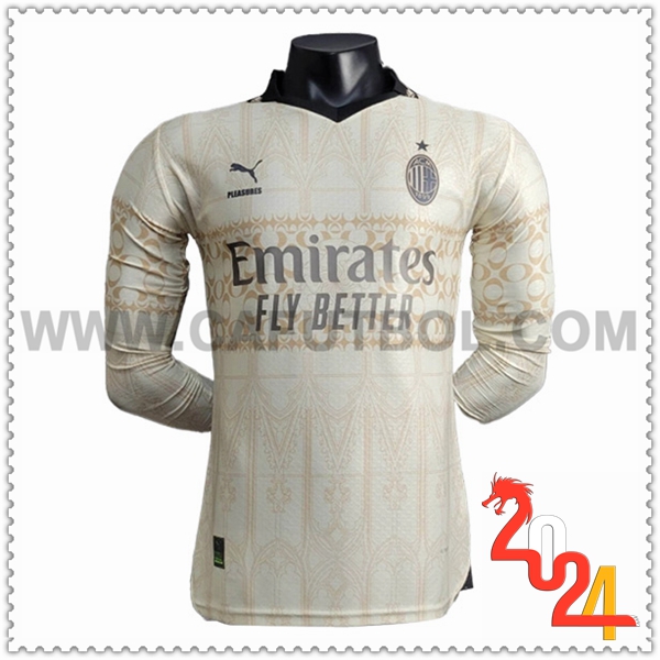 Camiseta Futbol AC Milan Mangas largas Cuarto Beige 2023/2024