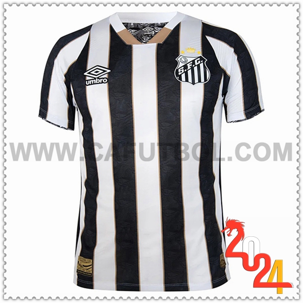 Primera Camiseta Futbol Santos FC Blanco Negro 2024 2025