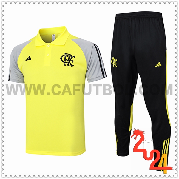 Camiseta Polo Flamengo Amarillo/Negro/Gris 2024 2025
