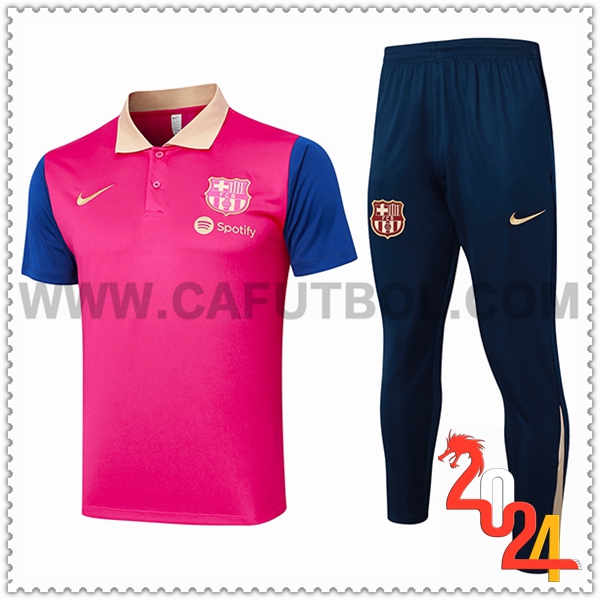 Camiseta Polo FC Barcelona Rosa/Azul 2024 2025