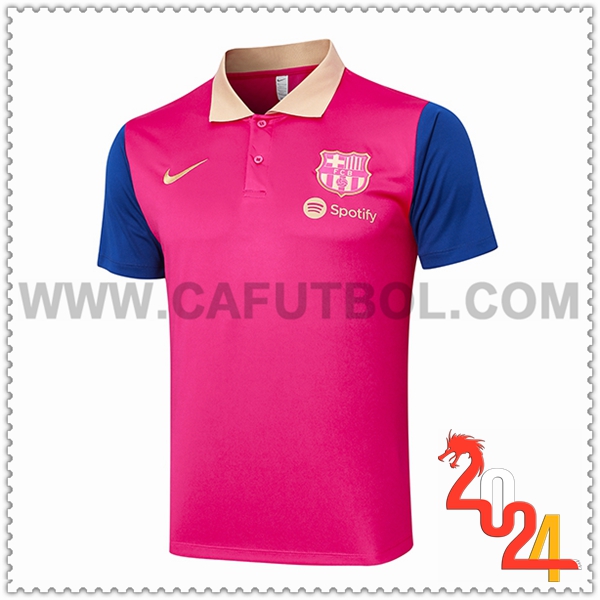 Camiseta Polo FC Barcelona Rosa/Azul 2024 2025