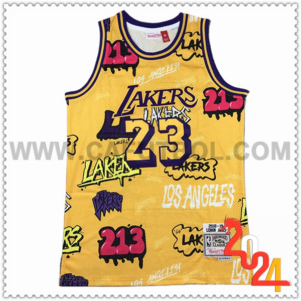 Camisetas De Futbol Los Angeles Lakers (JAMES #23) 2024/25 Amarillo