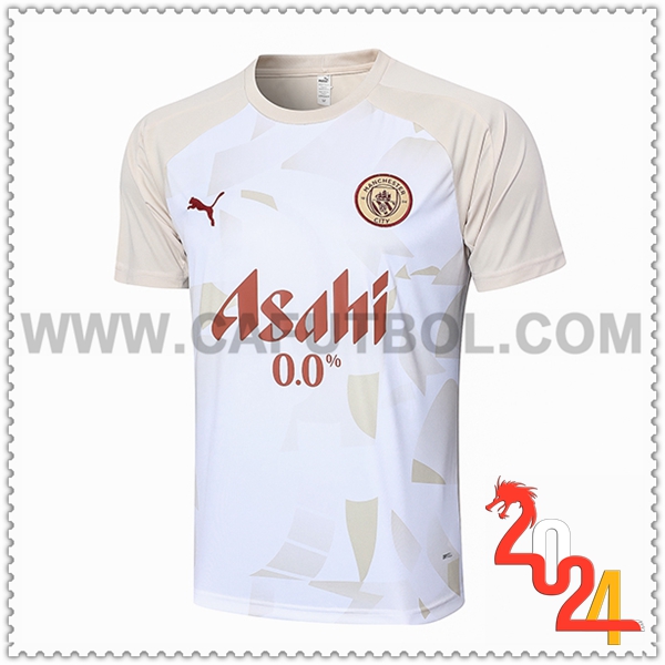 Camiseta Entrenamiento Manchester City Blanco/Amarillo 2024 2025