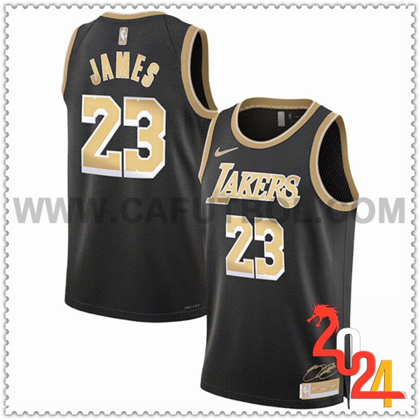 Camisetas NBA Los Angeles Lakers (JAMES #23) 2024/25 Negro/Amarillo