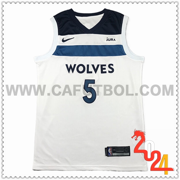 Camisetas NBA Minnesota Timberwolves (EDWARDS #5) 2024/25 Blanco/Azul/Negro