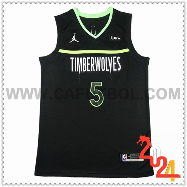 Camisetas NBA Minnesota Timberwolves (EDWARDS #5) 2024/25 Negro/Verde -02