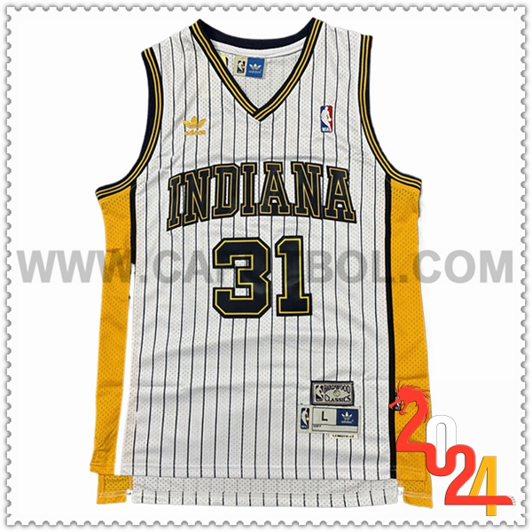 Camisetas NBA Indiana Pacers (MILLER #31) 2024/25 Blanco/Negro/Amarillo