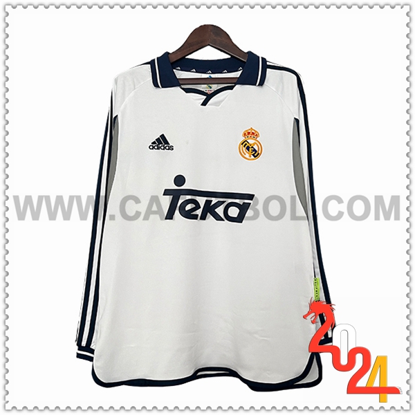 Primera Camiseta Retro Real Madrid Mangas largas 2000/2001