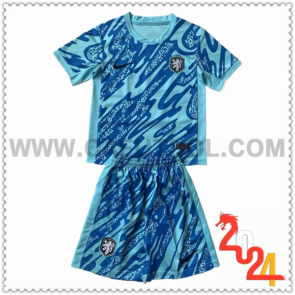 Equipacion del Portero Paises Bajos Ninos Azul Claro Eurocopa 2024