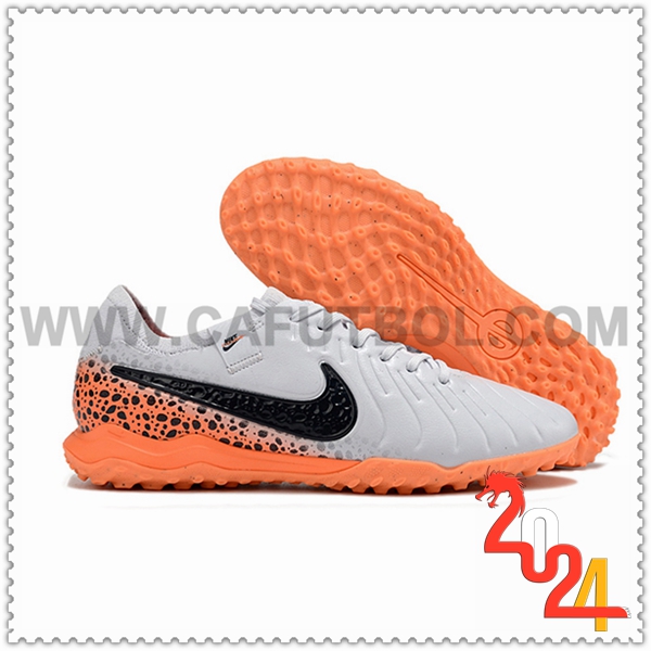 Nike Zapatos Futbol Tiempo Legend X PRO TF Blanco/Negro/Naranja -02