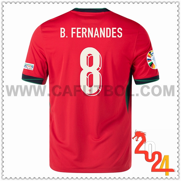 Primera Camiseta Futbol Portugal B. FERNANDES #8 Eurocopa 2024