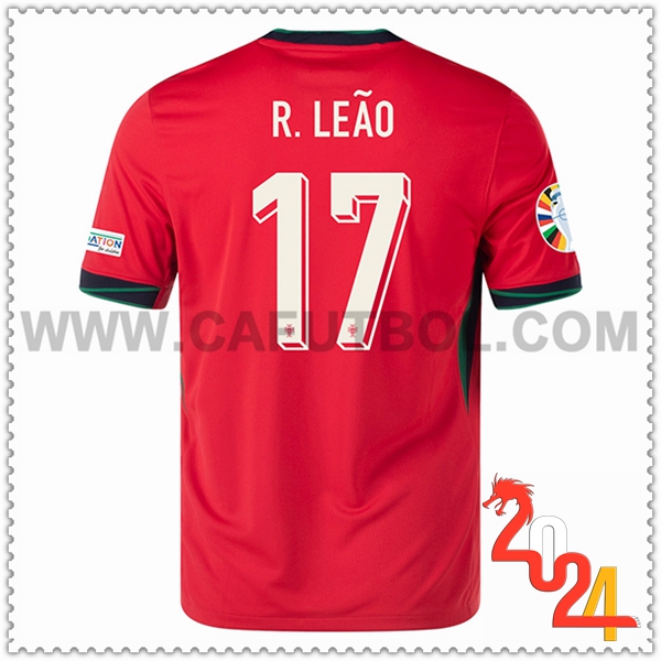 Primera Camiseta Futbol Portugal R. LEAO #17 Eurocopa 2024