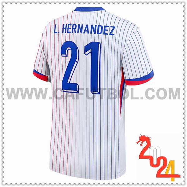 Segunda Camiseta Futbol Francia L. HERNANDEZ #21 Eurocopa 2024