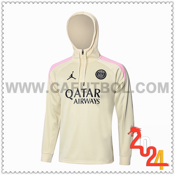 Chaqueta Con Capucha PSG Beige/Rosa 2024 2025