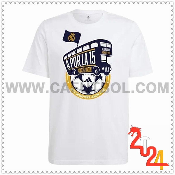 Camiseta Futbol Real Madrid Blanco T-Shirt Cotton 2024 2025