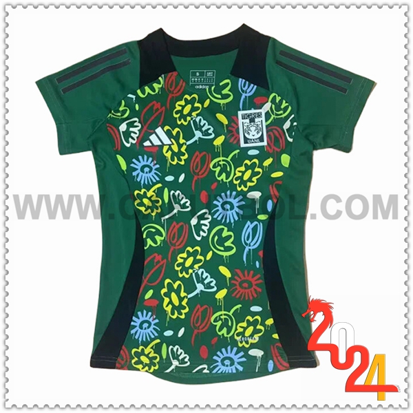 Camiseta Futbol Tigres UANL Mujer Verde Edicion especial 2024 2025