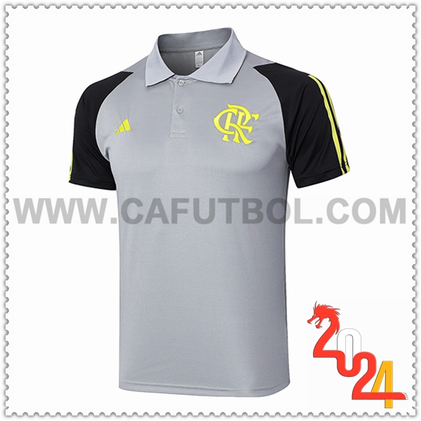 Camiseta Polo Flamengo Gris/Amarillo/Negro 2024 2025