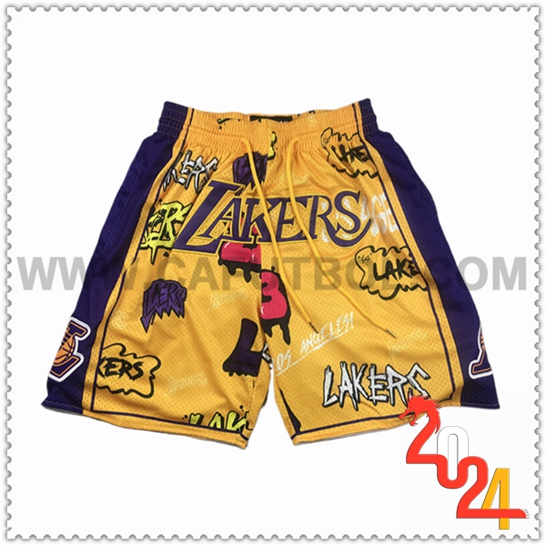 Cortos NBA Los Angeles Lakers 2024 2025 Amarillo/Violeta