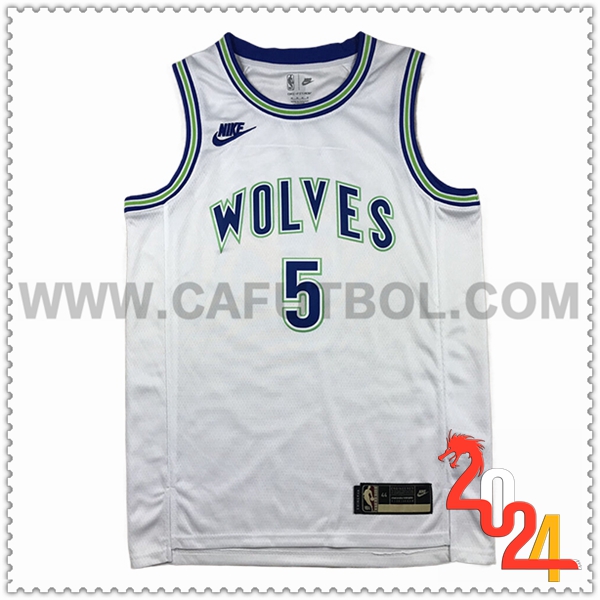 Camisetas NBA Minnesota Timberwolves (EDWARDS #5) 2024 2025 Blanco/Azul/Verde