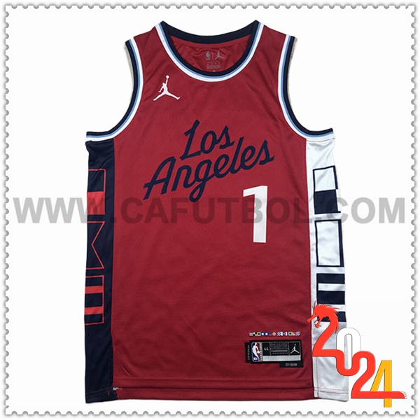 Camisetas NBA Los Angeles Clippers (HARDEN #1) 2024 2025 Rojo/Negro/Blanco