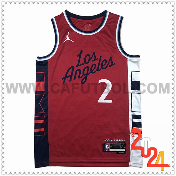 Camisetas NBA Los Angeles Clippers (LEONARD #2) 2024 2025 Rojo/Negro/Blanco