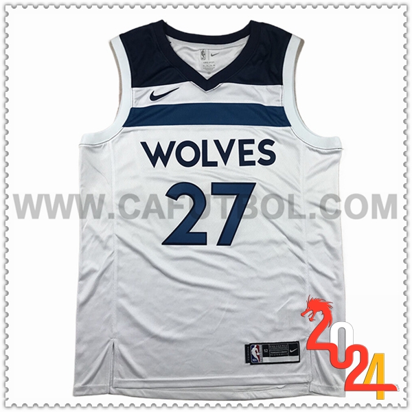 Camisetas NBA Minnesota Timberwolves (GOBERT #27) 2024 2025 Blanco/Azul -02