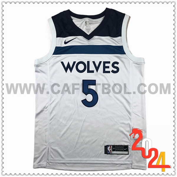 Camisetas NBA Minnesota Timberwolves (EDWARDS #5) 2024 2025 Blanco/Azul -02